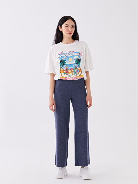 LCW Vision بنطلون رياضي واسع الساق سادة بخصر مرن للسيدات - S3GI26Z8-QSV