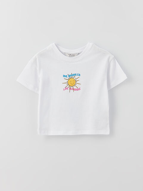 LCW Kids Crew Neck Printed Short Sleeve Girls' T-Shirt - S3GJ99Z4-Q6K