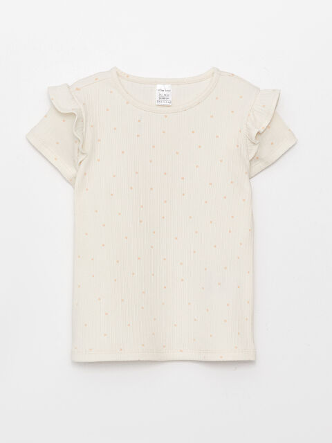 LCW baby Crew Neck Short Sleeve Patterned Baby Girl T-Shirt - S3GM55Z1-LRA