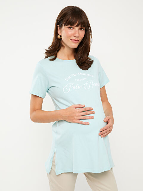 LCWAIKIKI Maternity تي شيرت للحوامل مطبوع بياقة دائرية وأكمام قصيرة - S3GN19Z8-VB9