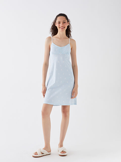 LCW DREAM Kalp Yaka Desenli Askılı Kadın Gecelik - S3GQ50Z8-LQK