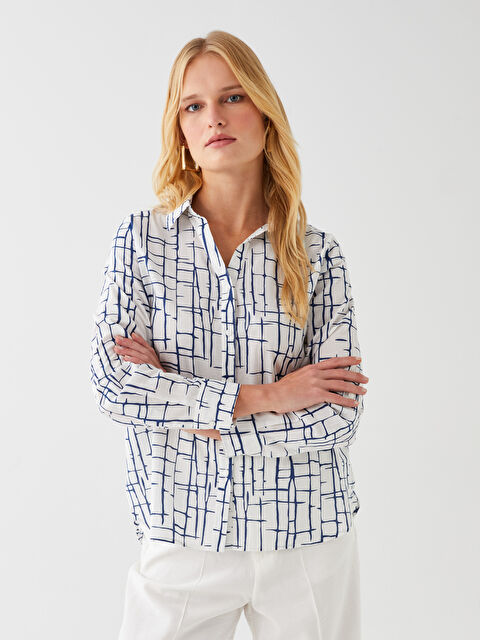 LCWAIKIKI Classic Patterned Long Sleeve Val Woman Shirt - S3GQ51Z8-LS3