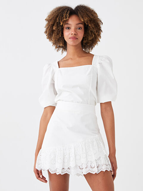 LCW Vision Standart Fit Kendinden Desenli Brode Kadın Etek