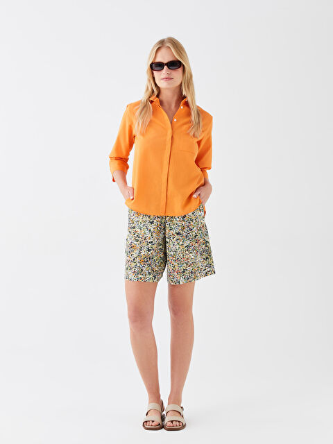 LCWAIKIKI Basic Beli Lastikli Rahat Kalıp Desenli Kadın Şort