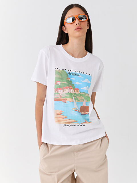 LCW Vision Crew Neck Printed Short Sleeve Women's T-Shirt - S3GU09Z8-Q6K