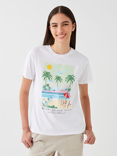 LCW Vision Crew Neck Printed Short Sleeve Women's T-Shirt - S3GU25Z8-Q6K