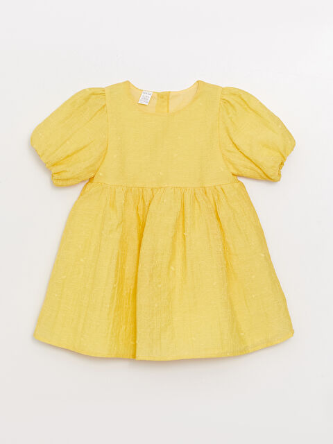 LCW baby Bisiklet Yaka Kısa Kollu Kız Bebek Elbise