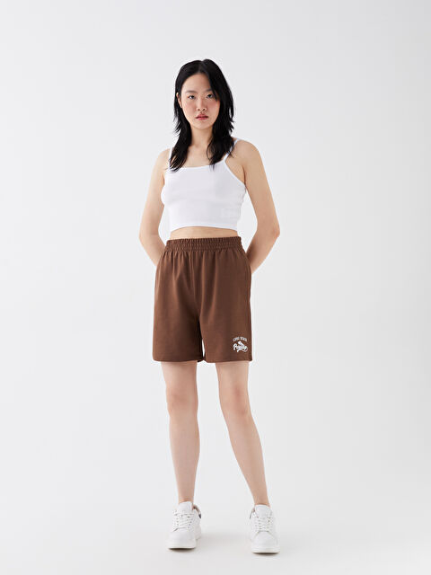 LCW Vision شورت نسائي مريح بخصر مرن ومطبوع - S3GV76Z8-HLT