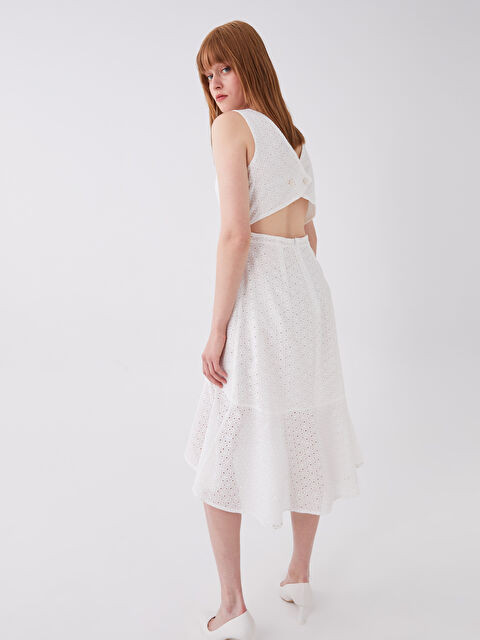 LCW Vision V Neck Self Patterned Embroidered Women's Dress - S3GY14Z8-E5X