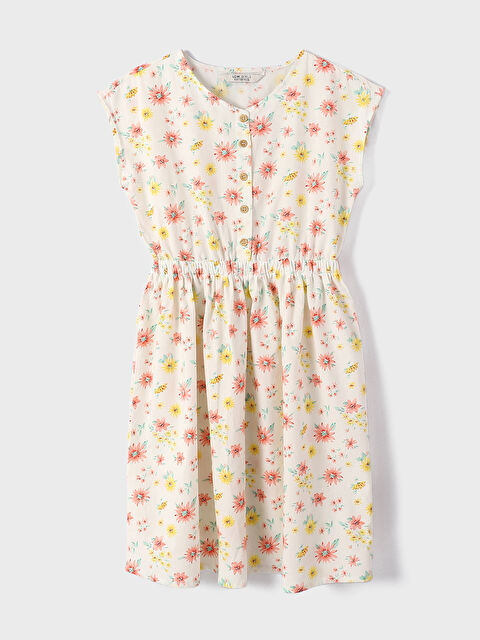 LCW Kids Crew Neck Patterned Short Sleeve Girls' Dress - S3GY26Z4-F9C