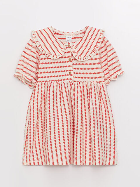 LCW baby Bebe Collar Short Sleeve Patterned Baby Girl Dress - S3H085Z1-LJE