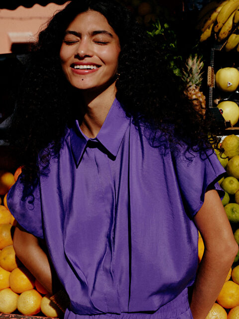 LCW Vision Short Sleeve Oversize Women's Shirt - S3H191Z8-H3C