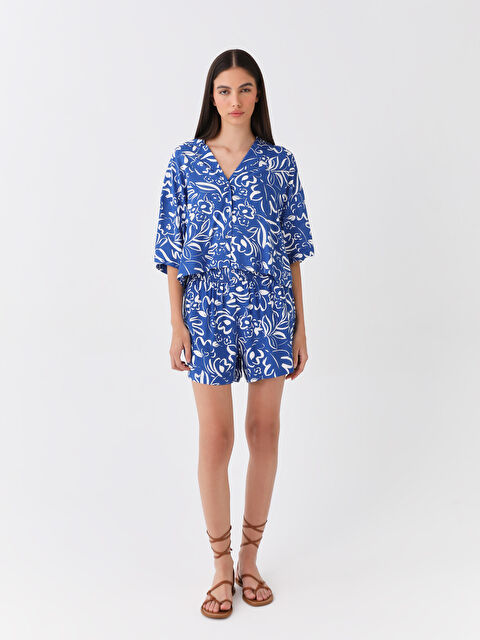 LCW Vision Beli Lastikli Rahat Kalıp Desenli Kadın Şort - S3H292Z8-LQQ