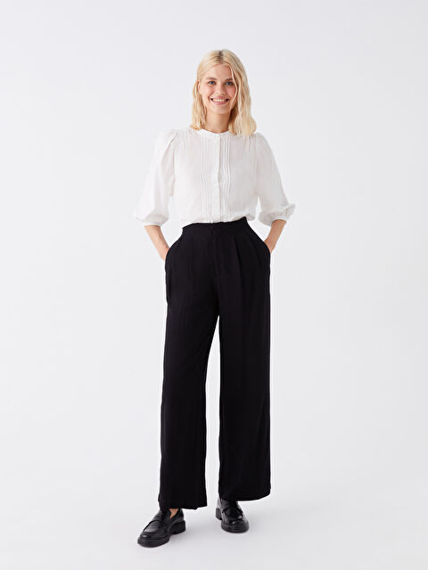 LCW Vision Relaxed Fit Plain Linen Blend Women's Trousers - S3H401Z8-RQN