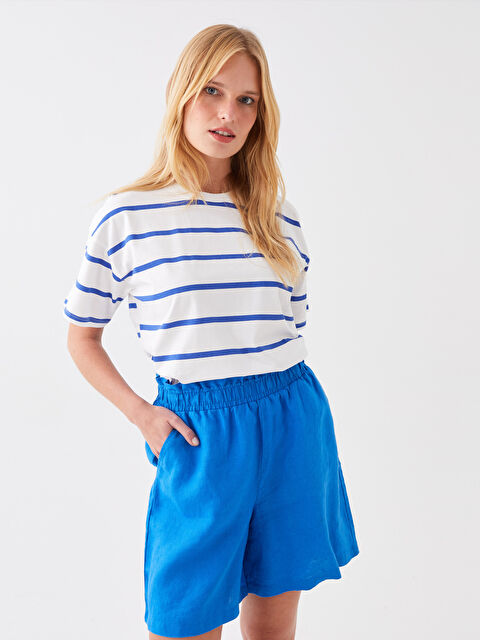 LCWAIKIKI Basic Crew Neck Striped Short Sleeve Women's T-Shirt - S3H841Z8-LQR