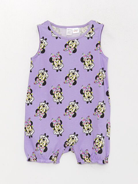 LCW baby Crew Neck Minnie Mouse Printed Baby Girls' Jumpsuit - S3H850Z1-LSC