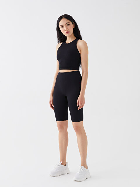 LCW Vision Elasticated Waist Plain Seamless Women's Short Sports Leggings - S3HA31Z8-RQN