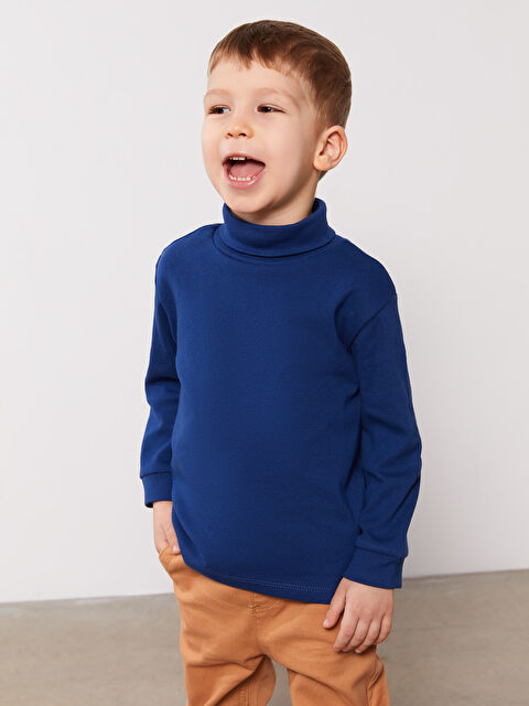 LCW baby Turtleneck Long Sleeve Basic Baby Boy T-Shirt - S3HB45Z1-HEU
