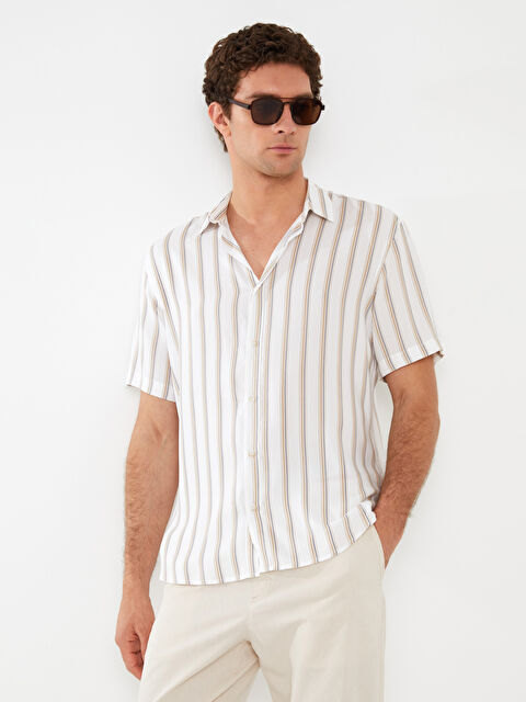 LCW Vision Regular Fit Short Sleeve Striped Men's Shirt - S3HC02Z8-SZQ