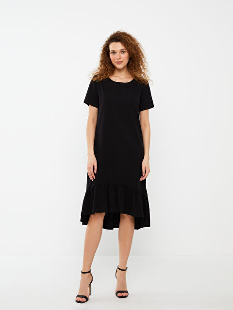 LCWAIKIKI Classic მრგვალი საყელო უბრალო მოკლე სახელო ქალებისთვის კაბა - S3HC48Z8-CVL