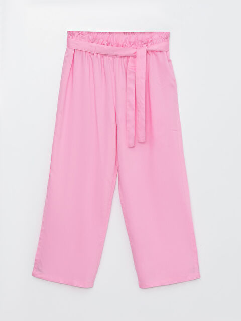 LCW Kids Elastic Waist Basic Wide Leg Girl Capri - S3HD26Z4-QY7