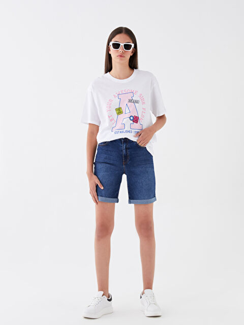 LCW Jeans Normal Bel Bermuda Fit Kadın Jean Şort - S3HD38Z8-309