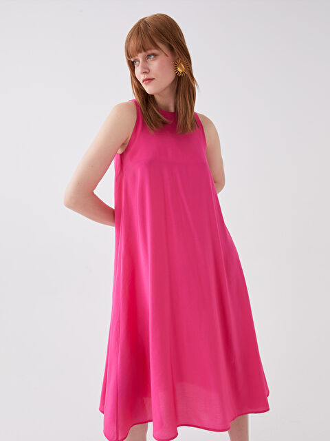 LCW Vision Women's Crew Neck Plain Dress - S3HD83Z8-JXK