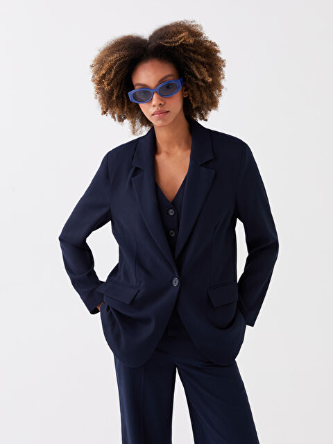 LCW Vision Straight Long Sleeve Linen Look Women's Jacket - S3HE03Z8-HMQ