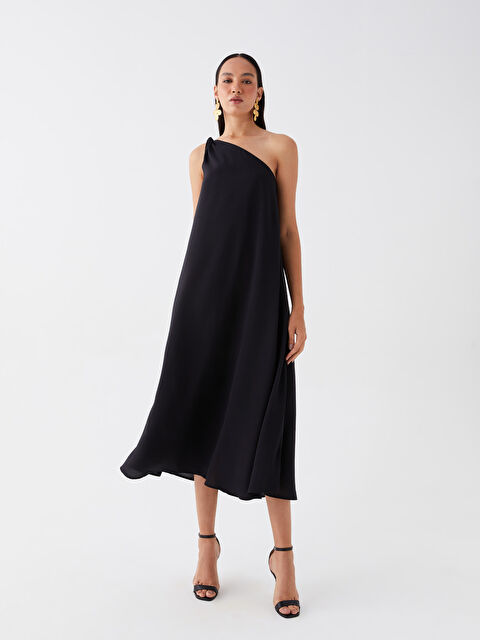 LCW Vision One Shoulder Straight A-Line Women's Dress - S3HE04Z8-CVL