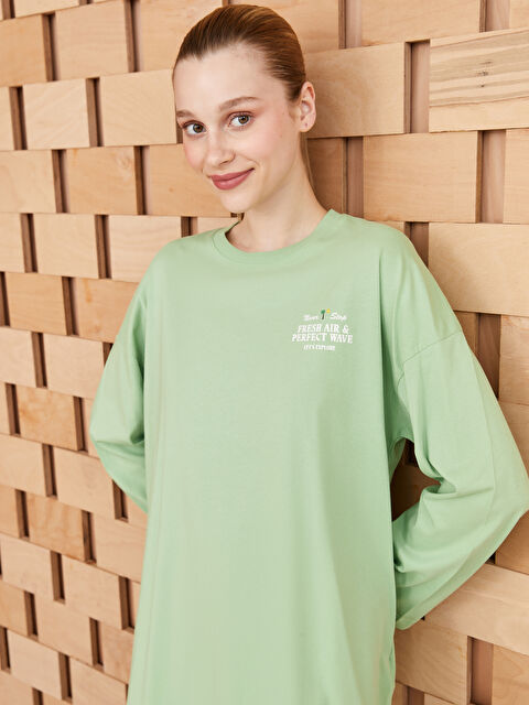 LCW Modest Crew Neck Printed Long Sleeve Women's Sweatshirt Tunic - S3HF97Z8-V64