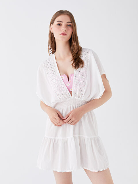 XSIDE V Neck Embroidered Women's Beach Dress - S3HG94Z8-KE8