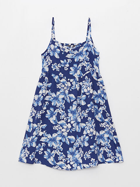 LCW Kids Square Neck Patterned Strappy Girl Dress - S3HH25Z4-LQQ