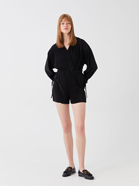 LCW Vision Women's Elastic Waist Comfortable Fit Plain Shorts - S3HH87Z8-CVL