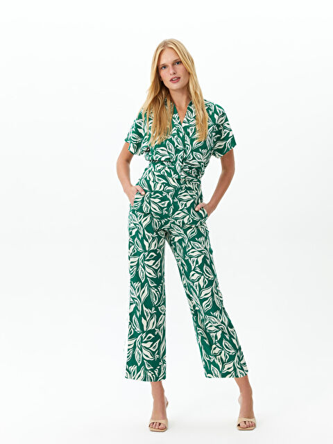 LCW Vision Elasticated Waist Relaxed Fit Patterned Women's Trousers - S3HH95Z8-LRR