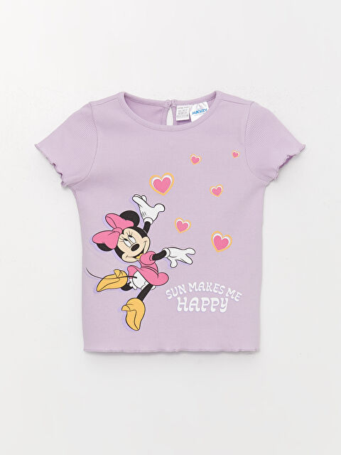 LCW baby Футболка с круглым вырезом и коротким рукавом с принтом Минни Маус для малышек девочек - S3HI11Z1-G3W
