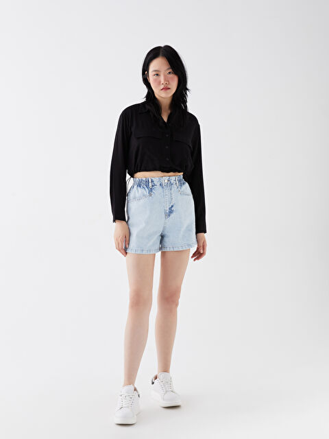 LCW Jeans Beli Lastikli Rahat Kalıp Kadın Jean Şort - S3HI59Z8-311