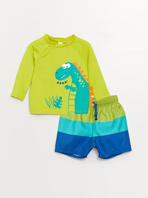 LCW baby Printed Baby Boy T-Shirt and Sea Shorts 2-Pack - S3HI85Z1-QWZ