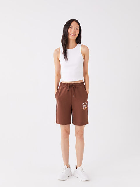 LCW Vision Elastic Waist Chip'n Dale Printed Women's Shorts - S3HM09Z8-HJZ