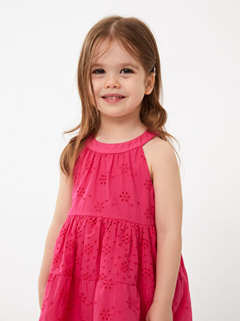 LCW baby Crew Neck Embroidered Baby Girls' Dress - S3HM42Z1-GZ6