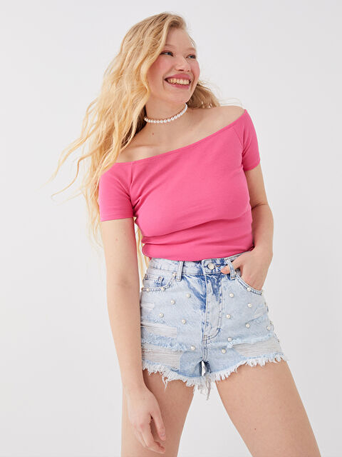 LCW Jeans Standart Fit Yırtık Detaylı Kadın Jean Şort - S3HN30Z8-311