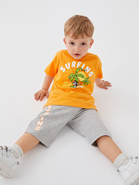 LCW baby Nostalgic Monkey Printed Baby Boy Shorts With Elastic Waist - S3HO30Z1-F8Y