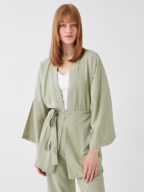 LCW Vision Shawl Collar Plain Oversize Women's Kimono - S3HP17Z8-GHY