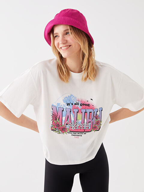 LCW Vision Crew Neck Printed Short Sleeve Women's T-Shirt - S3HQ42Z8-Q6K