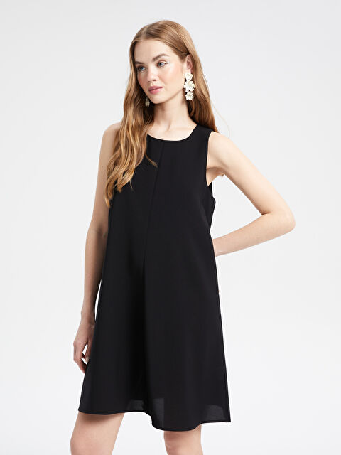 LCW Vision Crew Neck Plain Crepe Women's Dress - S3HQ46Z8-CVL