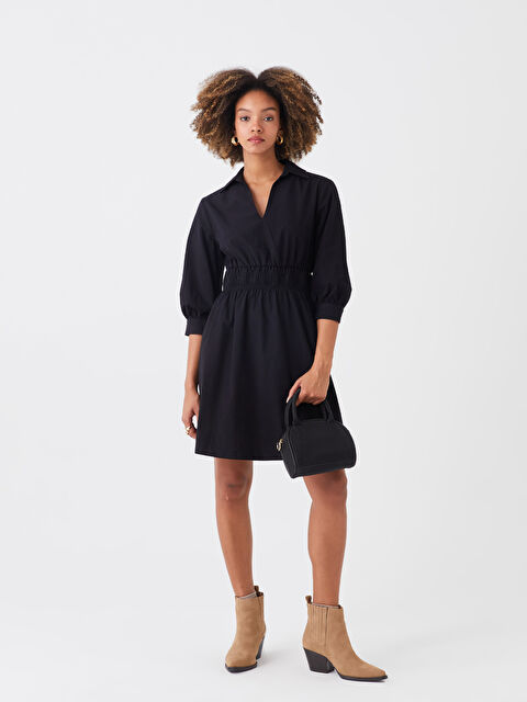 LCW Vision Plain Long Sleeve Poplin Women Shirt Dress - S3HS65Z8-CVL