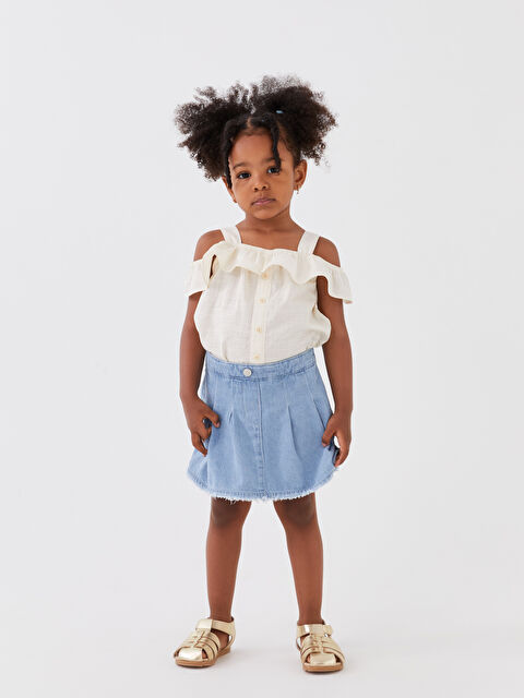 LCW baby Beli Lastikli Kız Bebek Jean Şort Etek - S3HT53Z1-311