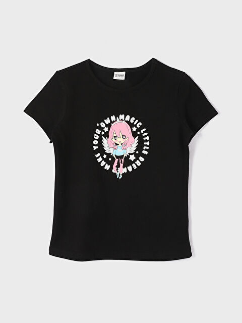 LCW Kids Crew Neck Printed Short Sleeve Girls' T-Shirt - S3HV37Z4-CVL