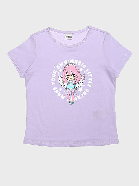 LCW Kids Crew Neck Printed Short Sleeve Girls' T-Shirt - S3HV37Z4-G0W