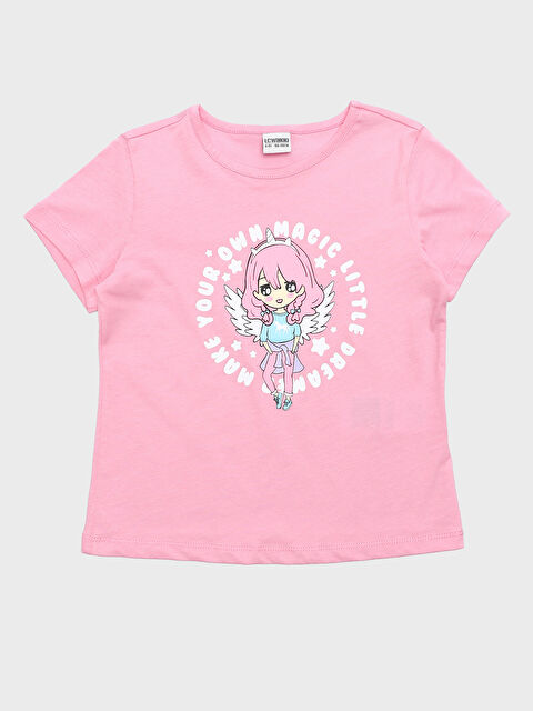 LCW Kids Crew Neck Printed Short Sleeve Girls' T-Shirt - S3HV37Z4-GA5