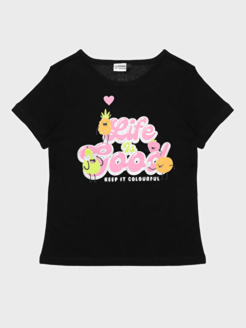 LCW Kids Crew Neck Printed Short Sleeve Girls' T-Shirt - S3HV38Z4-CVL